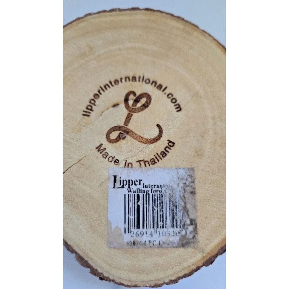 Lipper International Rustic Bark Rim Wood Coasters Set of 2 Natural Wood Slices